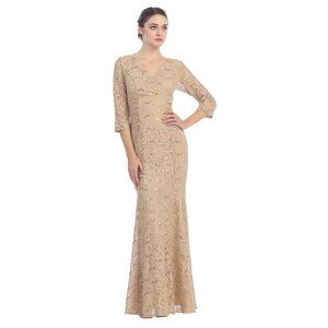 All Lace Formal Mother's or Evening Gown in GOLD-Size-3X-Eureka #2040-NEW